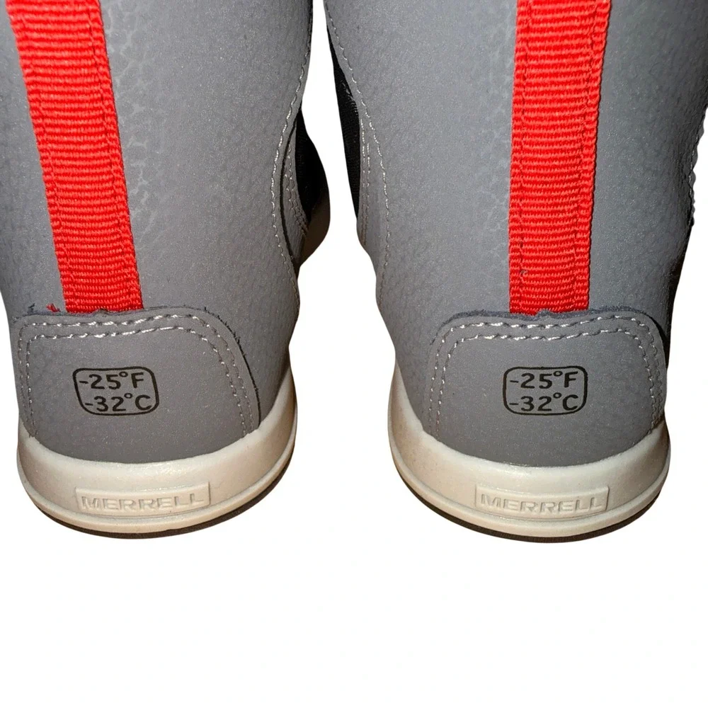 NEW Merrell Snow Bank 4.0 Big Kids 12M Snow Boot Grey Red Waterproof MK267145